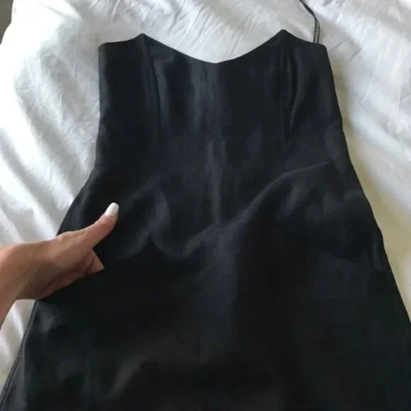 New Mason Gossip Girl strapless structured bustier corset linen silk mini dress - Picture 3 of 5